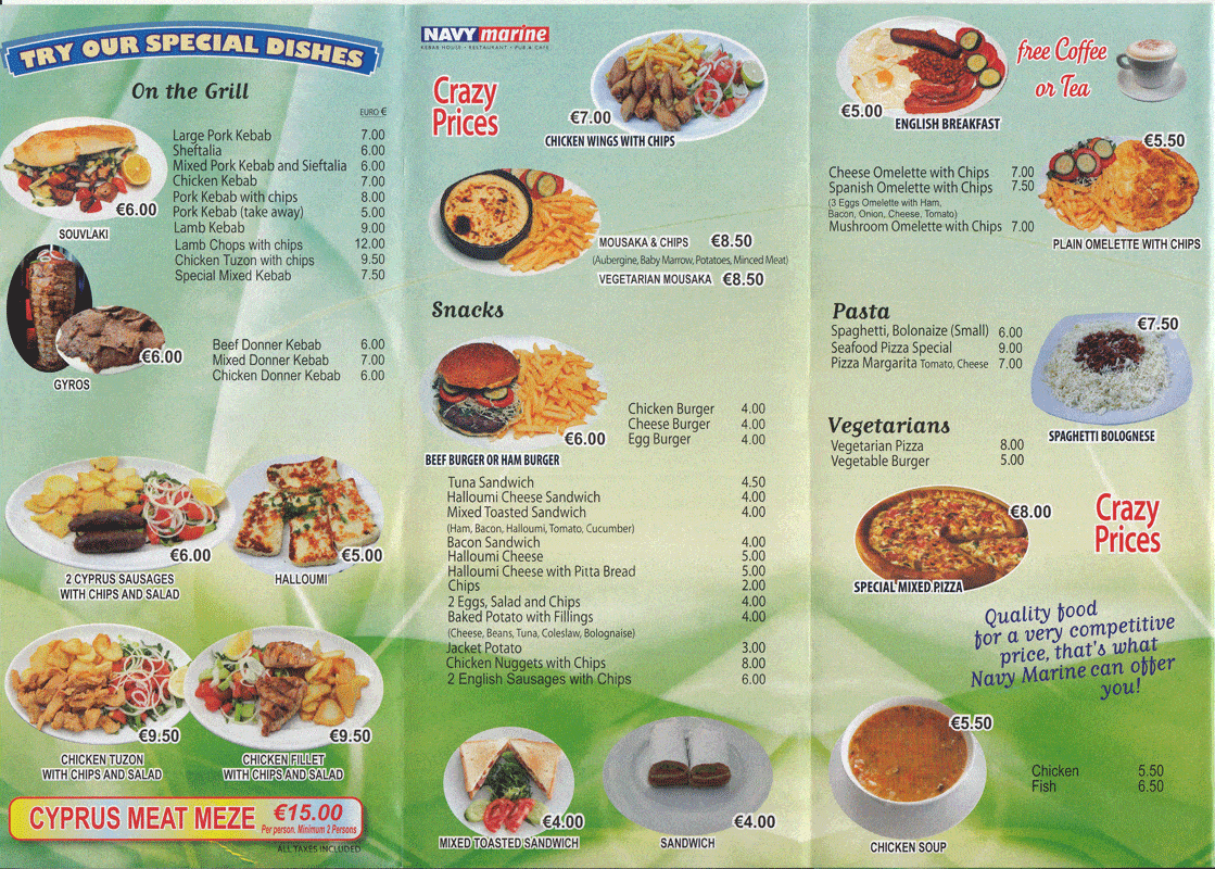 trip food menu