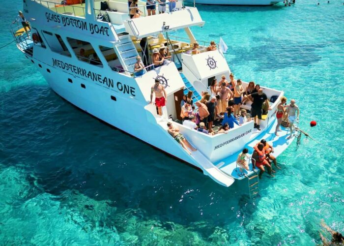 Glass-bottom boat Mediterranean One with waterslide, Blue Lagoon, Cyprus